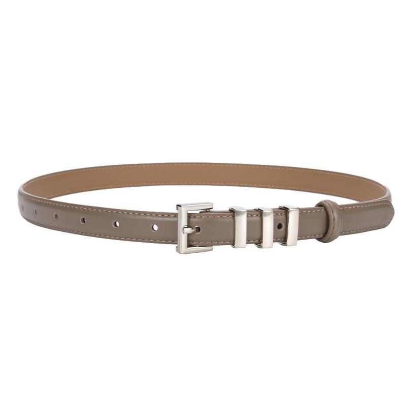 Leather Thin Belt Women'S Decorative Dress Skirt Shirt Trousers Waist Waist Waist Belt Silver Buckle