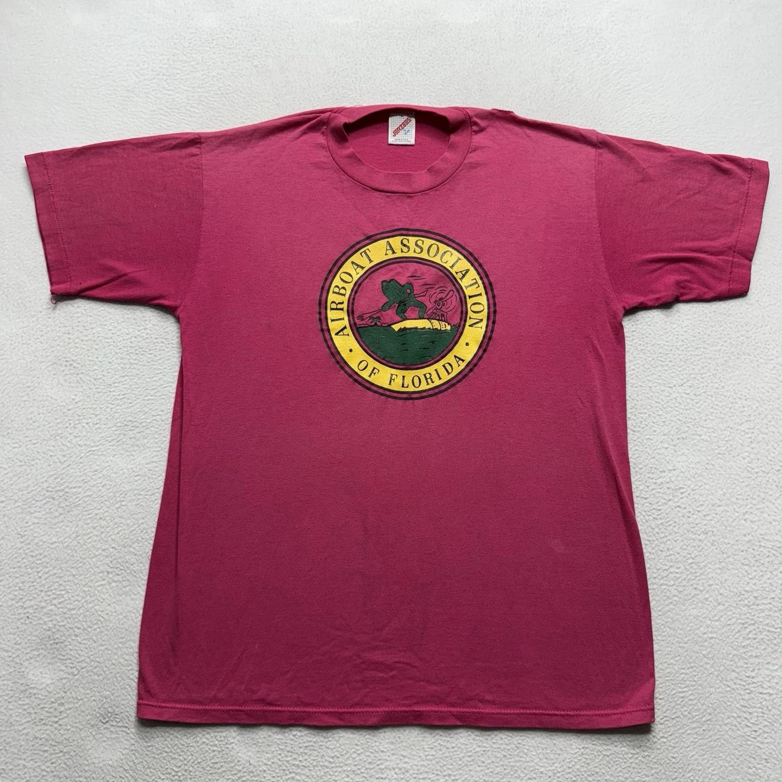 

Vintage 90S Airboat Florida Silly Frog Graphic T-Shirt Size Large Pink RARE L