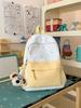 Schoolbag milky white fresh floral cute bear patchwork student backpack for students and healing style gentle bestie travel mini backpack