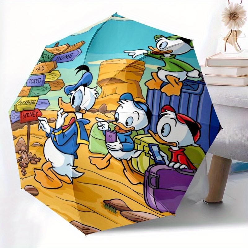 Duck Family Travel Adventure Automatic Opening and Closing Umbrella, Lightweight 3-Fold, With Cute Cartoon Characters, Suitable for Home, Ou