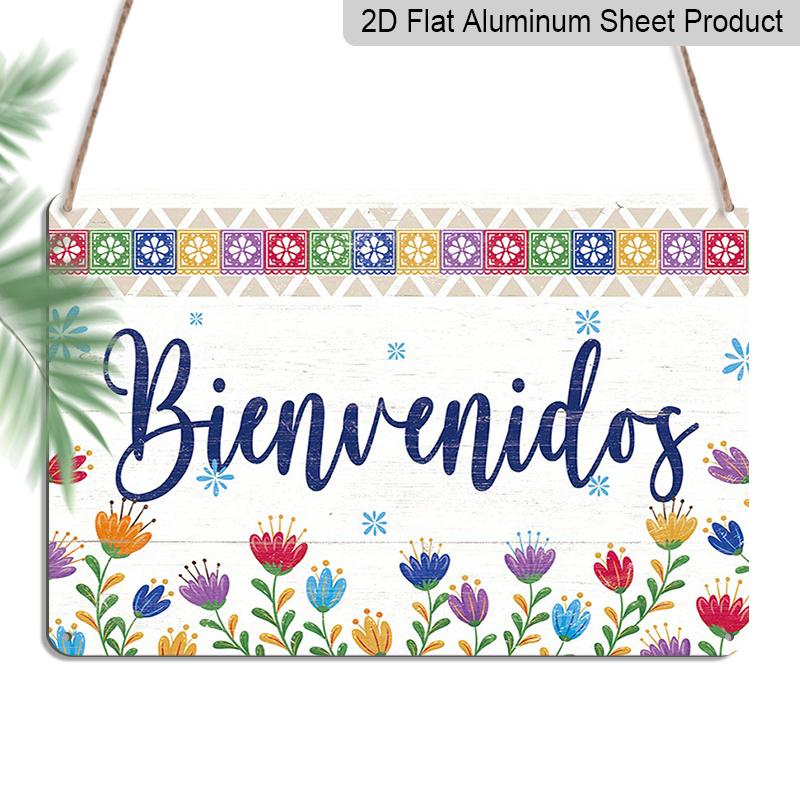 

2D Flat Bienvenidos Vintage Spanish Aluminium Metal Sign - Perfect for Home, Farmhouse, Cafe & Coffee Shop Wall Decor 20*30cm