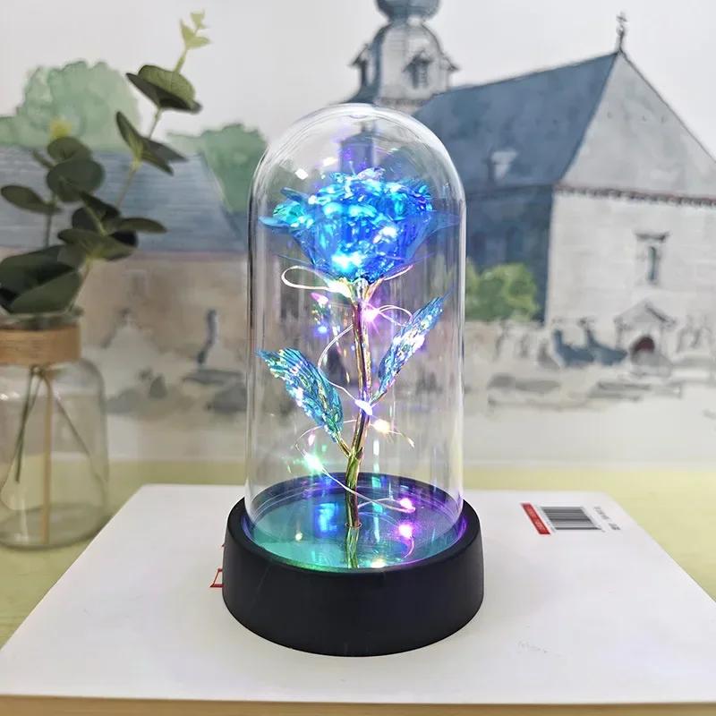 LED Light Eternal Rose Artificial Flower Foil Decoration for Valentine's Day Wedding Party Christmas Gift