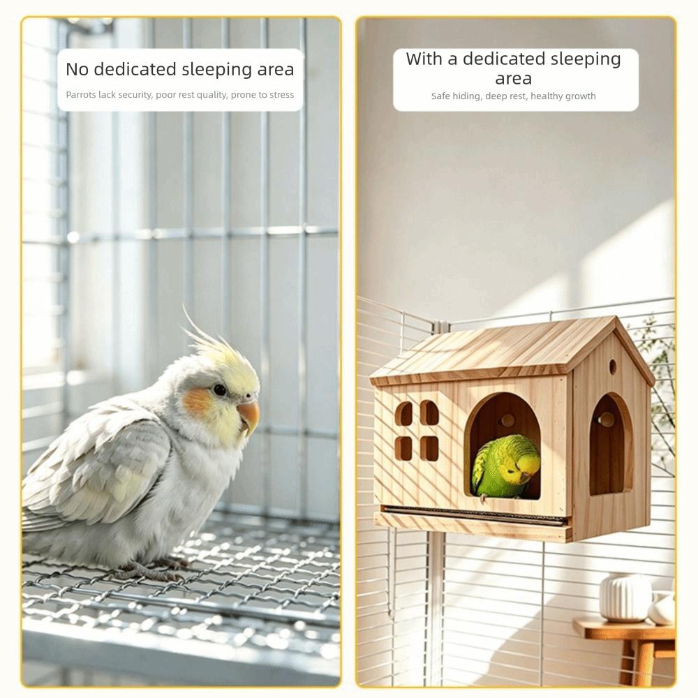 Drawable Bottom Bird Wooden House Pullable Bottom Hanging Bird Nest Parrot Cage Accessories