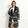 Womens Oversized Faux Fur Coat Winter Thick Warm Loose Plaid Wool Blend Jacket Long Sleeve