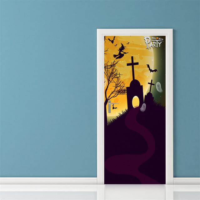 3D Gray Horror Wallpaper For Halloween Decoration Door Sticker Self-adhesive Waterproof PVC Wall Decal Party Decor Zombie Mural