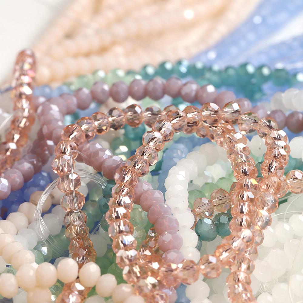 120pcs Crystal Czech Glass Beads Rondelle Austria Faceted Loose Spacer Round Beads for Bracelet Jewelry Making DIY