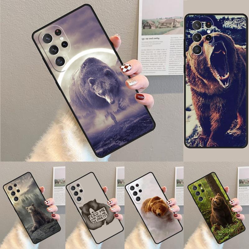 Cartoon Grizzly Bear Phone Case for Samsung Galaxy note 10 pro S26 Ultra S23 S24 FE S25 S21 S22 PLUS shockproof Cove