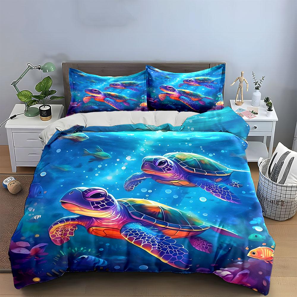 Sea Turtle Ocean Bedding Set Bedding Duvet Cover Set Duvet Cover Pillowcases (1 * Duvet Cover 2 * Pillowcases, Without Duvet Insert)
