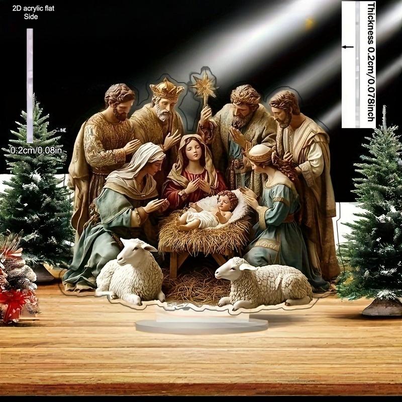 2D Flat "Nativity Sceney" Acrlic Tabletop Decoration, Suitable for wall decoration, porch, room, villa, accents Home, Hallway, or Workplace - Rustic F