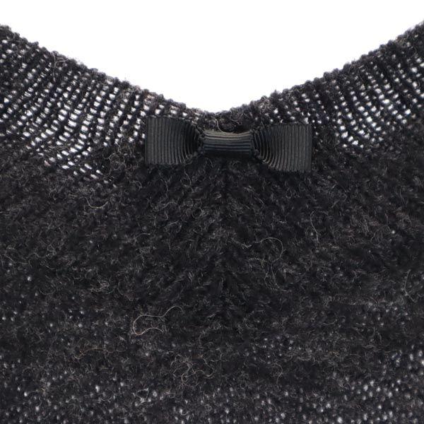 LANVIN en Bleu Wool Blend Design Short Sleeve Design Sweater 38 Gray Knit Women Used