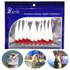 10Pcs Simulation Paddle Tail Bait 5.5/6.3/7cm Artificial Worm Swimbait PVC Red Head White Body T Tail Bait Fishing Accessories
