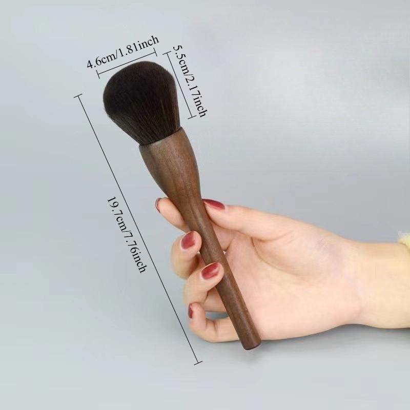 Pensulă de Machiaj Super Moale cu Mâner de Lemn Vintage, Nuc de Înaltă Calitate, Pudră Liberă, Fard de Obraz, Fond de Ten, Pensulă de Contur