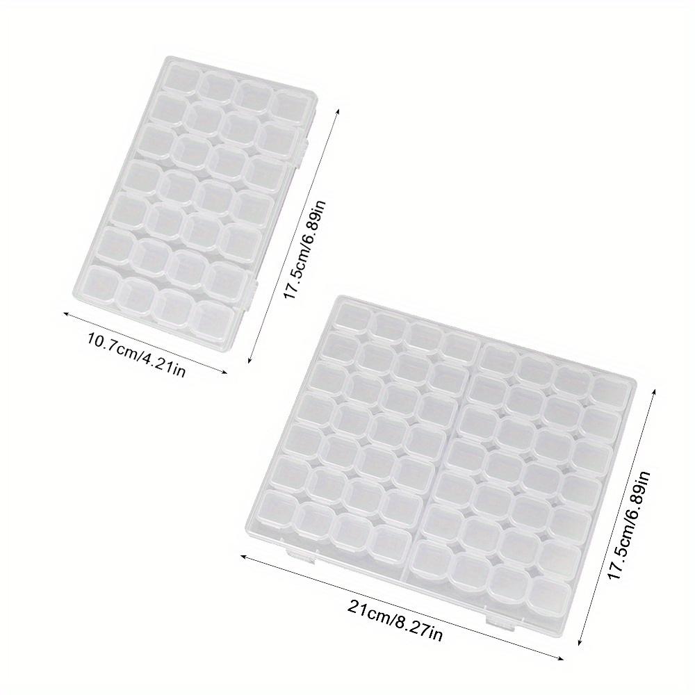 A Transparent Plastic Jewelry Box with 28/56 Compartments for Storing Earrings, Beads, and Crafts.