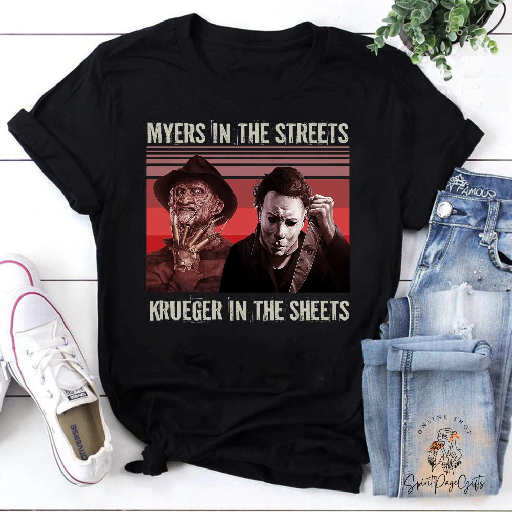 Funny Myers in The Street Krueger in The Sheet TShirt Horror Killers Shirt Horror Movie Shirt Retro Movie Shirt S