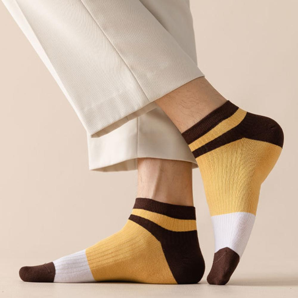 

Low Cut Sweat-Absorbing Sports Socks Non-slip Men s Striped Mesh Boat Socks Fashion Summer синий