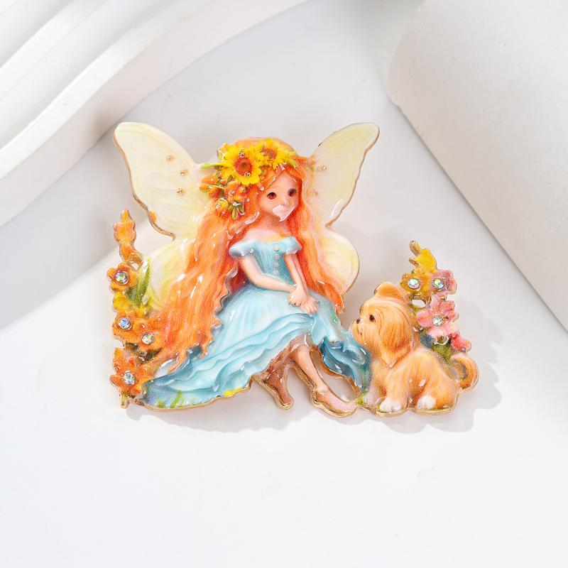 Schöne Schmetterlings-Elfen-Broschen 4-farbige Emaille Cartoon Prinzessinnen-Charakter Broschen Schmuck für Damen Kinder Jacken Pins Abzeichen
