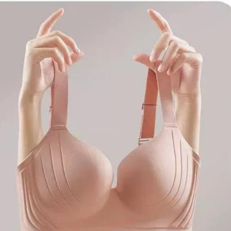 Women Light Pink 3D Support Seamless Wireless Bra Comfortable Lingerie M шампанского