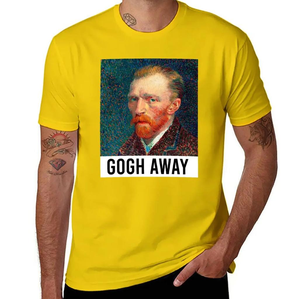 Gogh Away Lustiges Van Gogh Wortspiel T-Shirt Hippie Kleidung Anime Herren Trainingsshirt