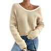 Womens Fall Winter Crewneck Sweater Bow Back Long Sleeve Knit Top Fashion Casual