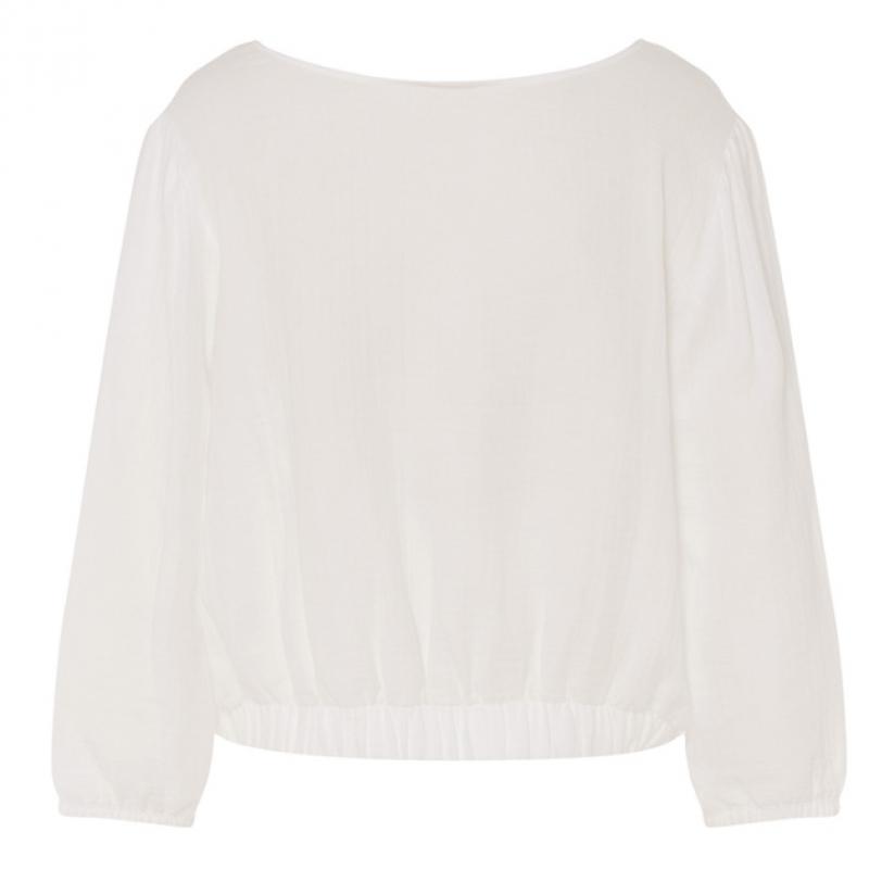 Hanro Cropped T shirT 3 4 Slv  whiTe 74928 