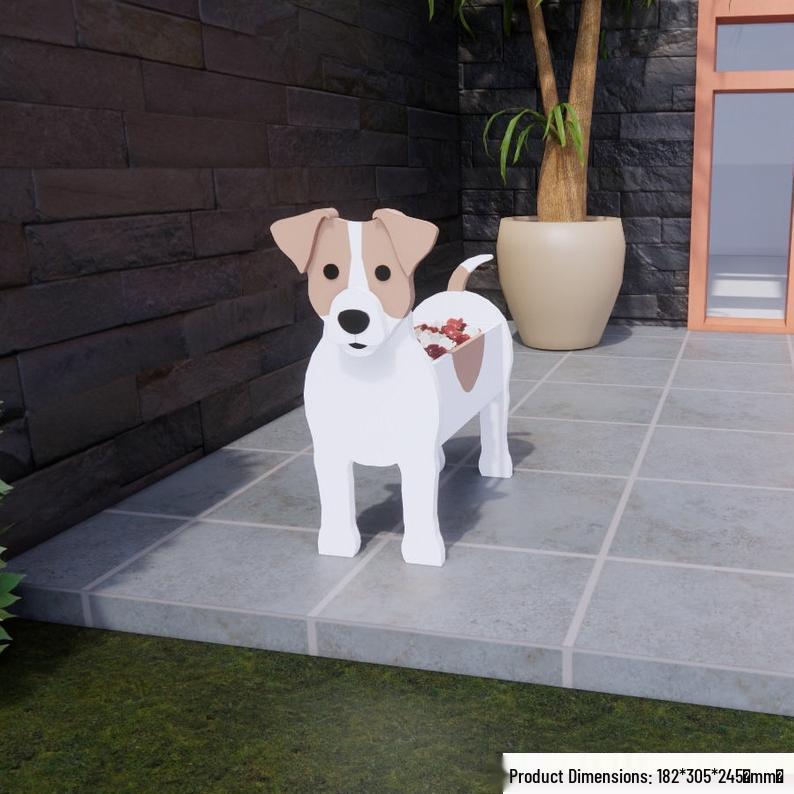 Garden Art Dog and Cat Flower Pot Set
