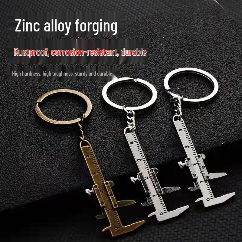 Mini Portable Vernier Caliper Keychain: Zinc Alloy Measuring Tool Pendant
