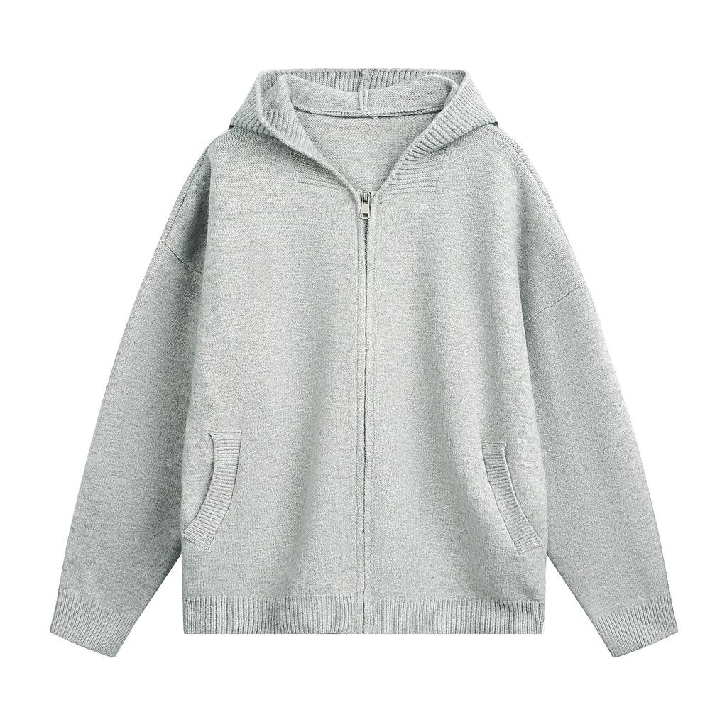 Heavy Texture Cardigan Hooded Sweater Men's Autumn and Winter Models Soft Waxy Lazy Style Imitation Deer Plush Texture Sweater Jacket