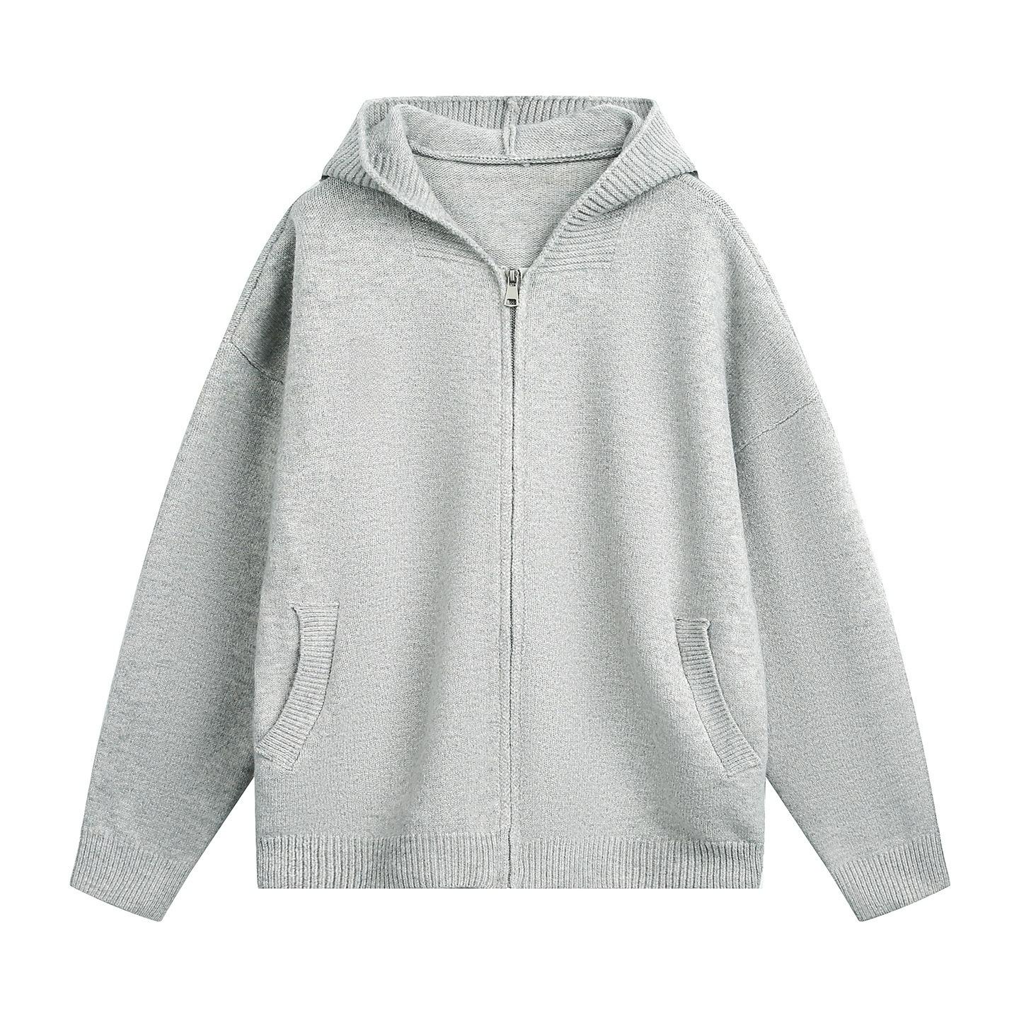 

Heavy Texture Cardigan Hooded Sweater Men s Autumn and Winter Models Soft Waxy Lazy Style Imitation Deer Plush Texture Sweater Jacket S бежевий