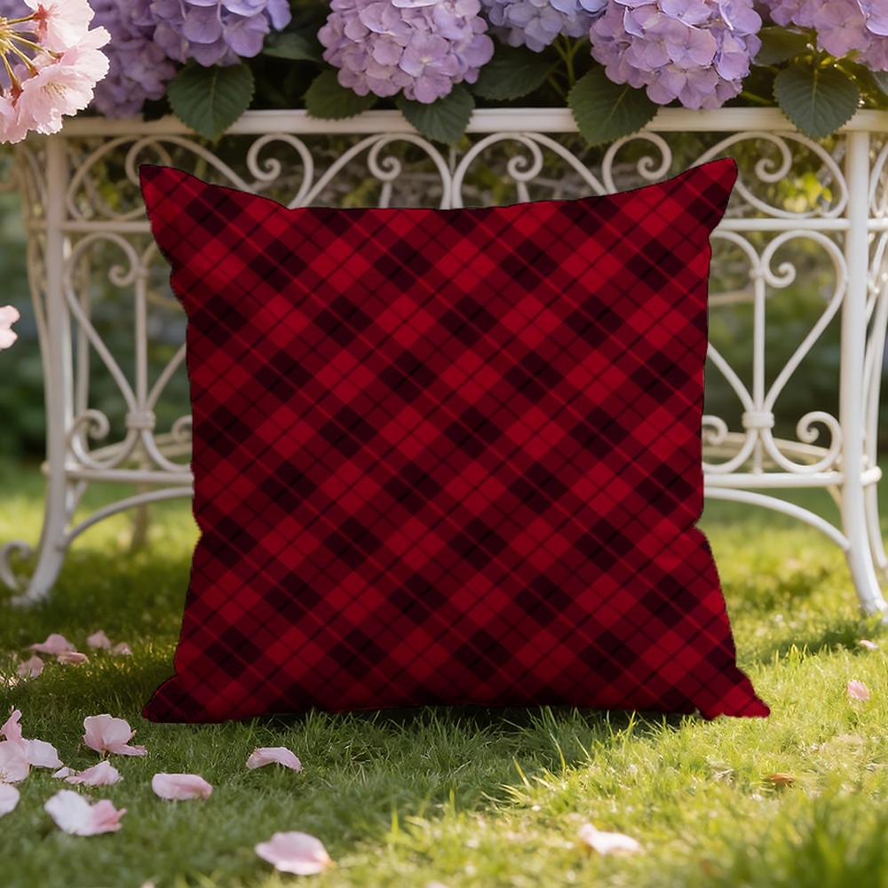 Christmas P-Plaid Cushion Cover Home & Car Dual-Scene Pillow Cover: Reversible for Premium Comfort