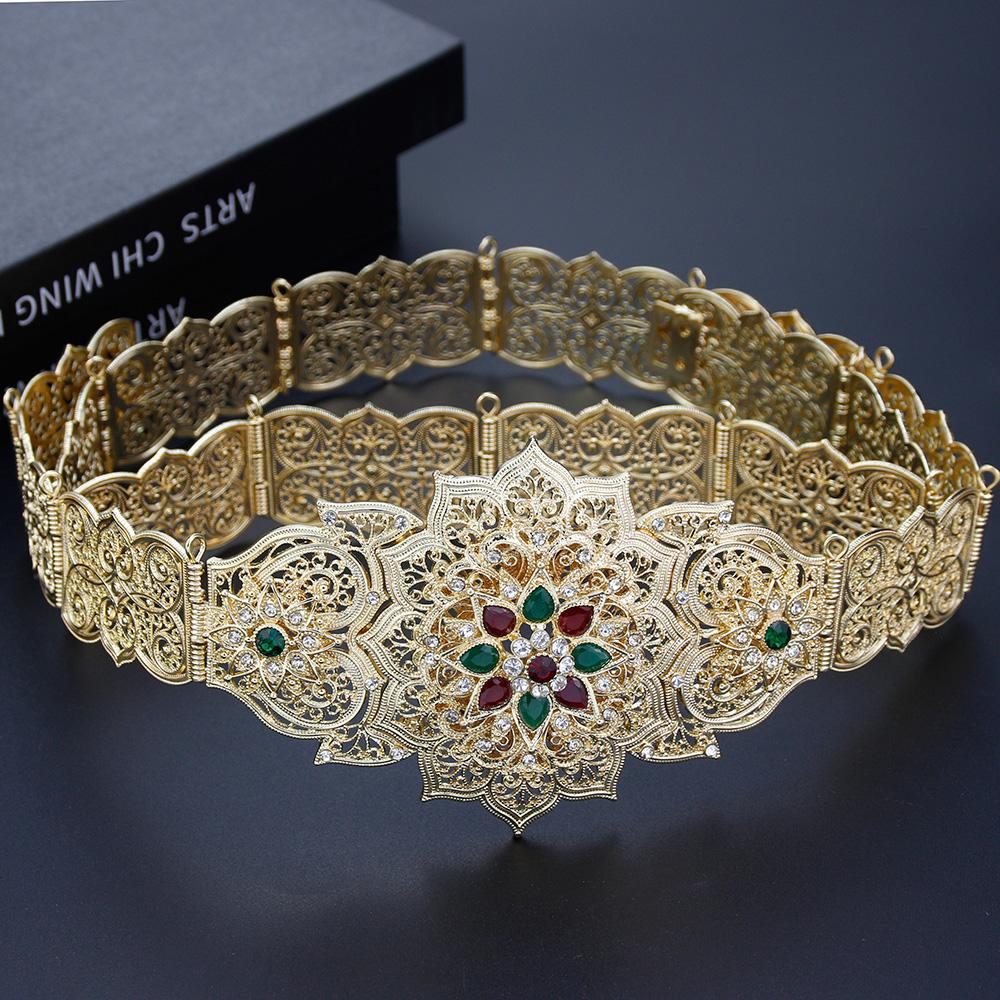 Cadena de cintura de boda de color dorado con cinturón de mujer de metal con longitud ajustable