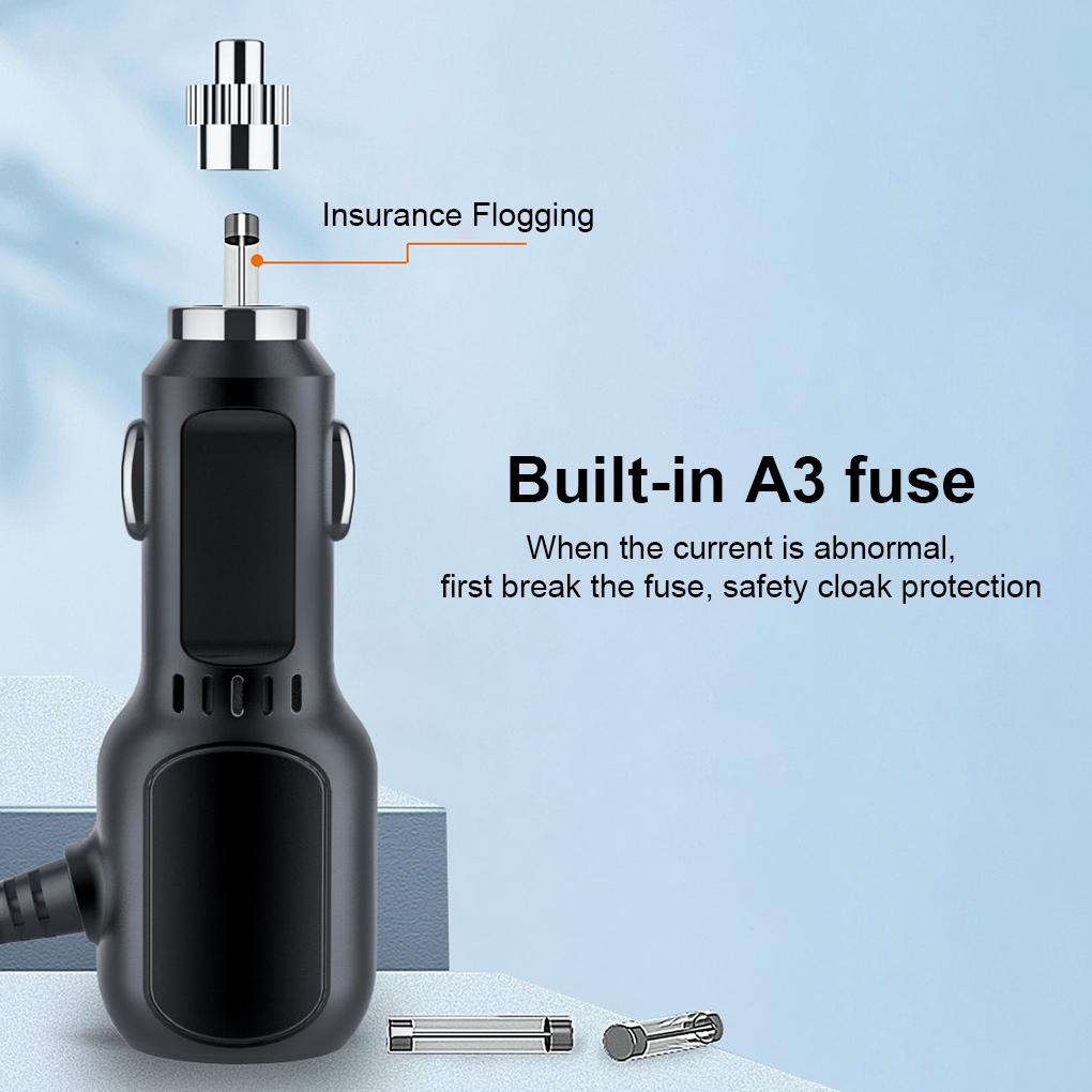 2 In 1 Plastic Dash Cam Car Charger 12V-24V Double USB Fast Charging Mobile Phone Lighter Power Cable Accessories
