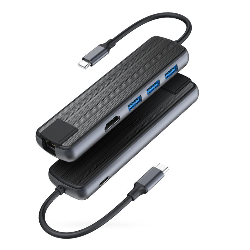 

Концентратор 6 в 1 типа C к HDMI-совместимой зарядной станции Gigabit Ethernet Pd60w