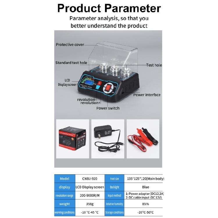 Lightweight Spark Plugs Comprehensive Performances Evaluation Testing Device with LCD Digital Display for Quick Result