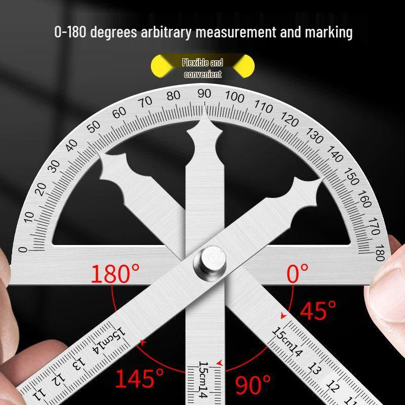 180° Stainless Steel Semicircle Protractor Angle Ruler for Precision Drawing and Measuring
