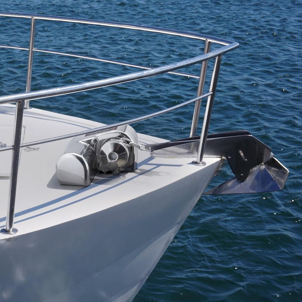 Horizontal Fishing Windlass, 12V DC 600W, Windlass Anchor Systems Fit for 6.35 mm Chain or 14.3 & 15.9 mm Nylon Rope, Max Pull 260 kg, 316 Stainless