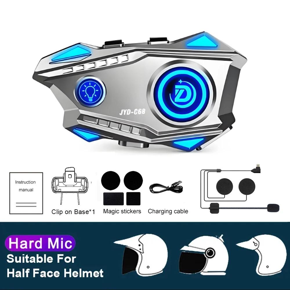 Motorcycle Helmet Headset Bluetooth 5.4 Earphone RGB Lights IPX67 Waterproof Voice Assistant Handsfree Call 1000mah Battary