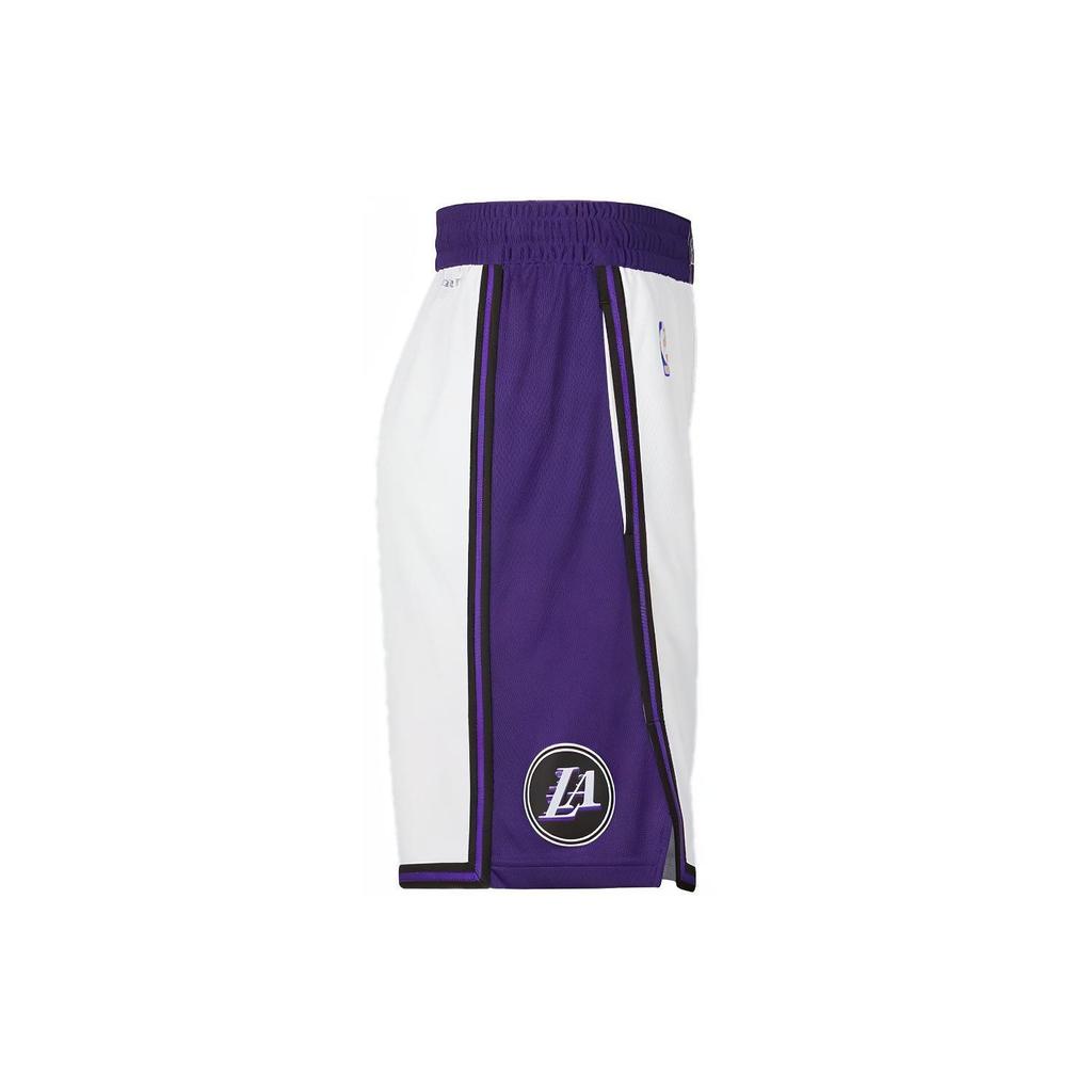 Nike Dri-Fit Los Angeles Lakers Logo Print Colorblock Dry-Fit Athletic Shorts Men Bottoms White DO9661-100