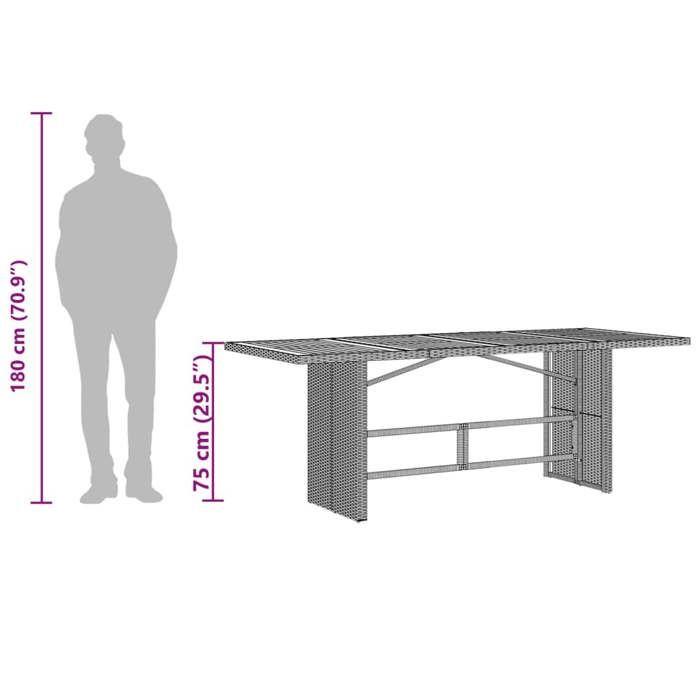 VidaXL Garden Table with Black Glass Top, Woven Resin, Outdoor Table, Garden Dining Table, Furniture of 365602