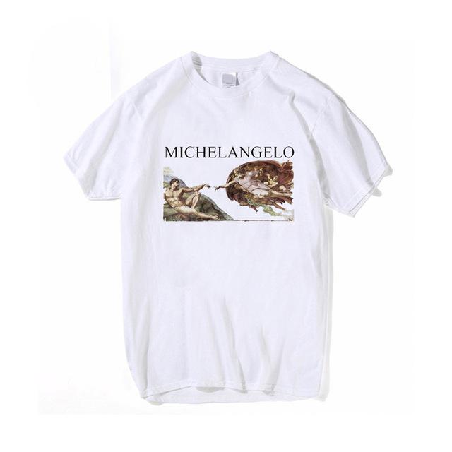 2023 New Women T Shirts Michelangelo Print Short Sleeve Harajuku Round Neck Casual Soft Anime Graphic Female Oversized Clothing