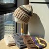 Color Block Striped Woolen Hat for Women Warm and Ear Protecting Street Versatile Winter Knitted Hat for Women Trendy