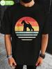 Vintage Wire Hair Fox Terrier Dog Mom Dad TShirt Black Tee with Red Orange Sunset Design Pet Lover Gift for Terrier Owners