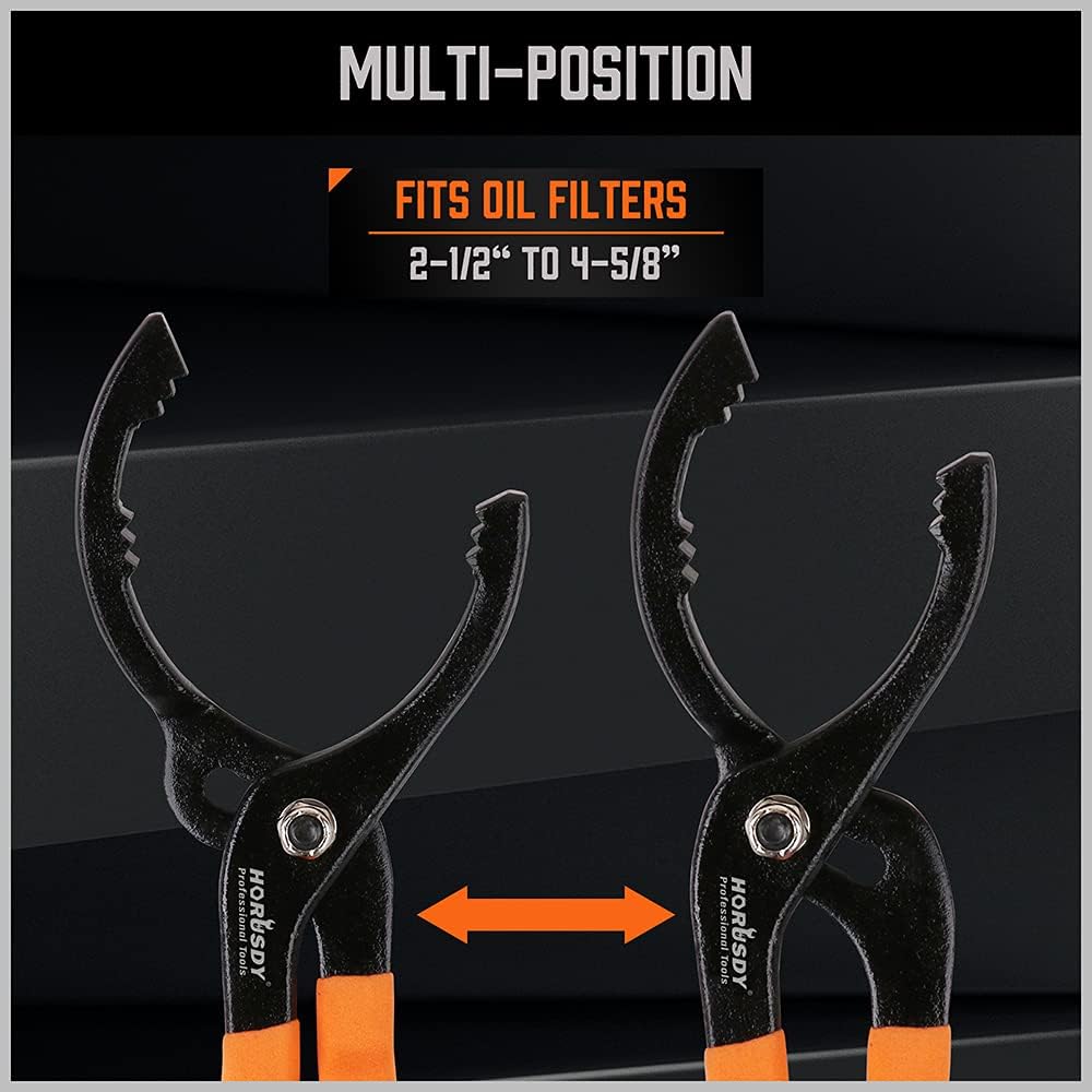 HORUSDY 12" Adjustable Oil Filter Pliers, 20° Angled Jaw Heavy-Duty Oil Filter Wrench, High Carbon Steel Removal Tool With Non-Slip Handles, Fits