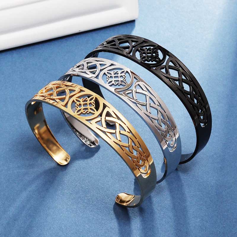 Amuletos de Bruxaria Pulseiras de Nó de Bruxa Pulseira Aberta com Nó Celta Vintage para Mulheres Joias Wicca Presente