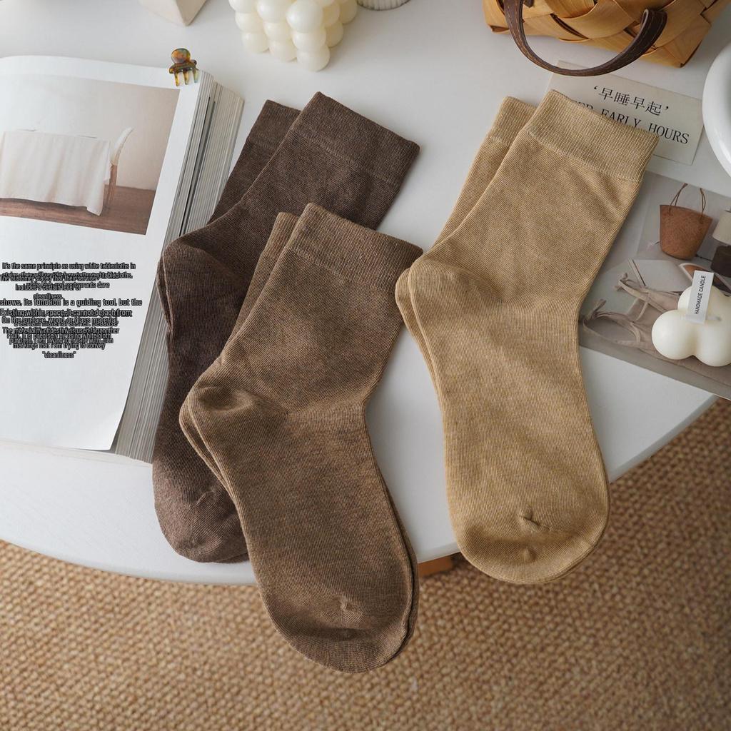 Women's Pure Cotton Breathable Odor-Resistant Mid-Calf Socks - Meilade Versatile All Cotton Loosely Stacked Postpartum Socks.