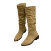 Western cowboy boots women's 2025 new spring and autumn thick heel stacking boots retro thick leg thin long knight boots
