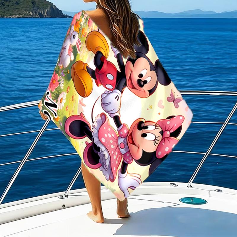 1pc Mickey12 Beach Towel with Custom Name, Beach/Swimming/Bath/Picnic/Camping Towel, Suitable for Seaside Beaches