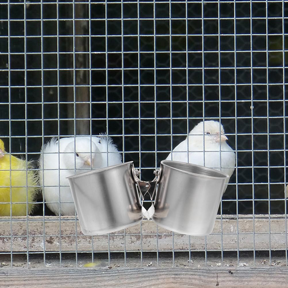 Milisten 2 Pieces Parrot Bowl Cage Bird Feeder Hanging Bowl Fixed Hamster Bowl Stainless Steel Small Animal Bowl Small Bird Tableware Rust Proof