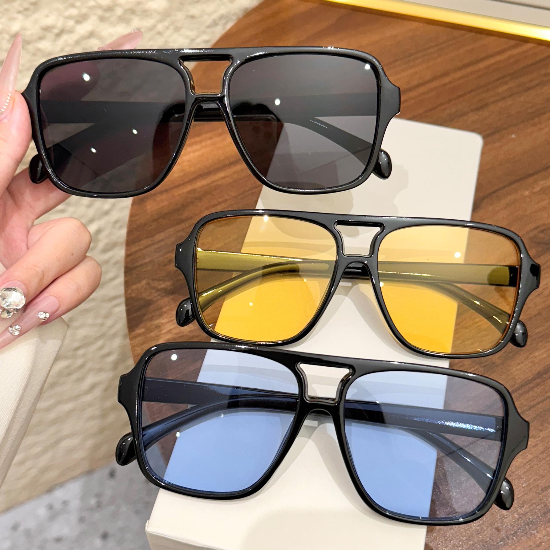 

3Pcs Punk Square Frame Sunglasses Beach Eye Protection Black Shadow Glasses Travel Retro Sunglasses for Women and Men
