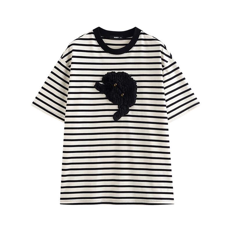 Chuyu Women's Strawberry Applique Cotton Blend T-Shirt