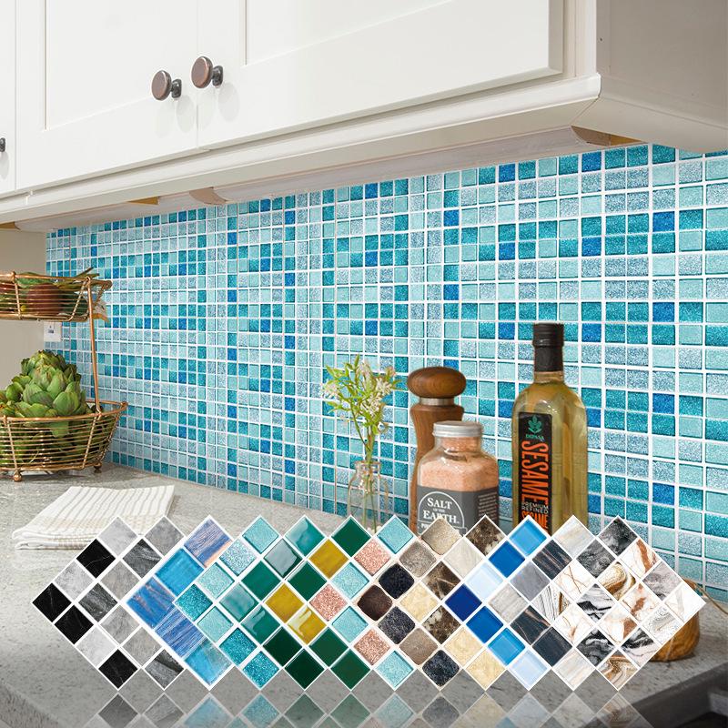 Color Crystal Mosaic Wallpaper Self-Adhesive Waterproof And Oil-Proof Kitchen Bathroom Wall Decoration The Same Wall Sticker